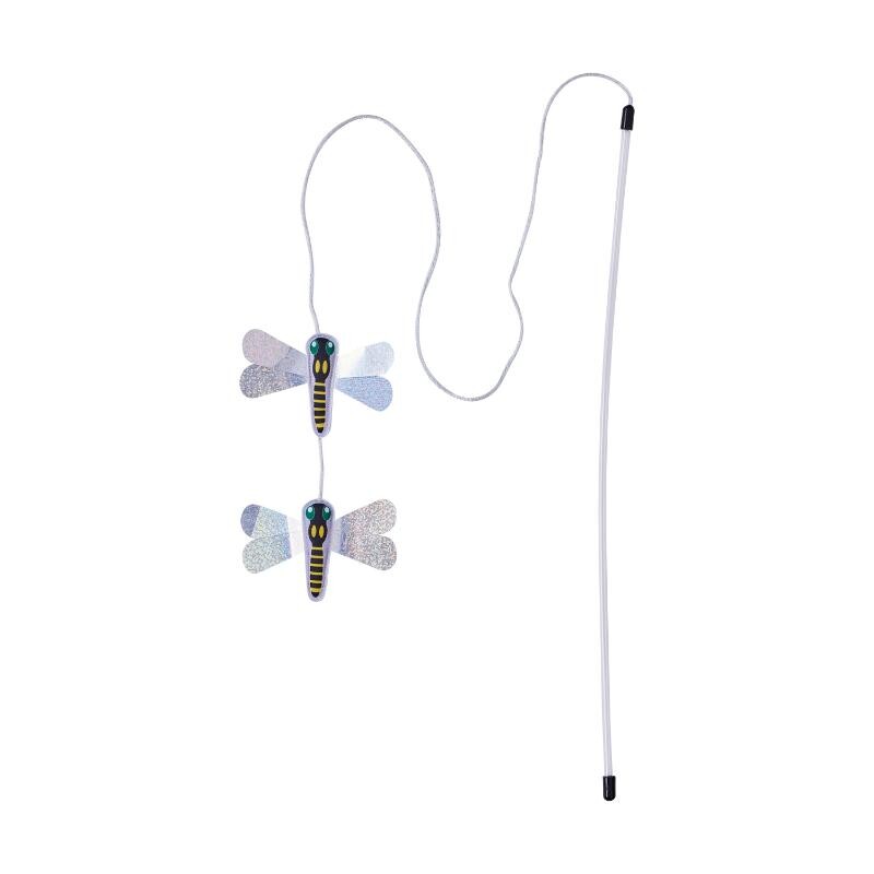 Addmate Silver Dragonfly Duet Crinkle Cat Teaser Wand