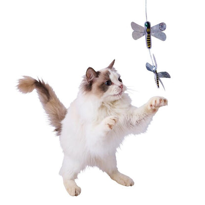 Addmate Silver Dragonfly Duet Crinkle Cat Teaser Wand