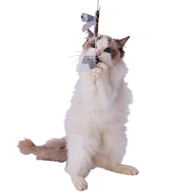 Addmate Silver Dragonfly Duet Crinkle Cat Teaser Wand