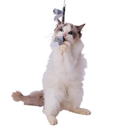 Addmate Silver Dragonfly Duet Crinkle Cat Teaser Wand