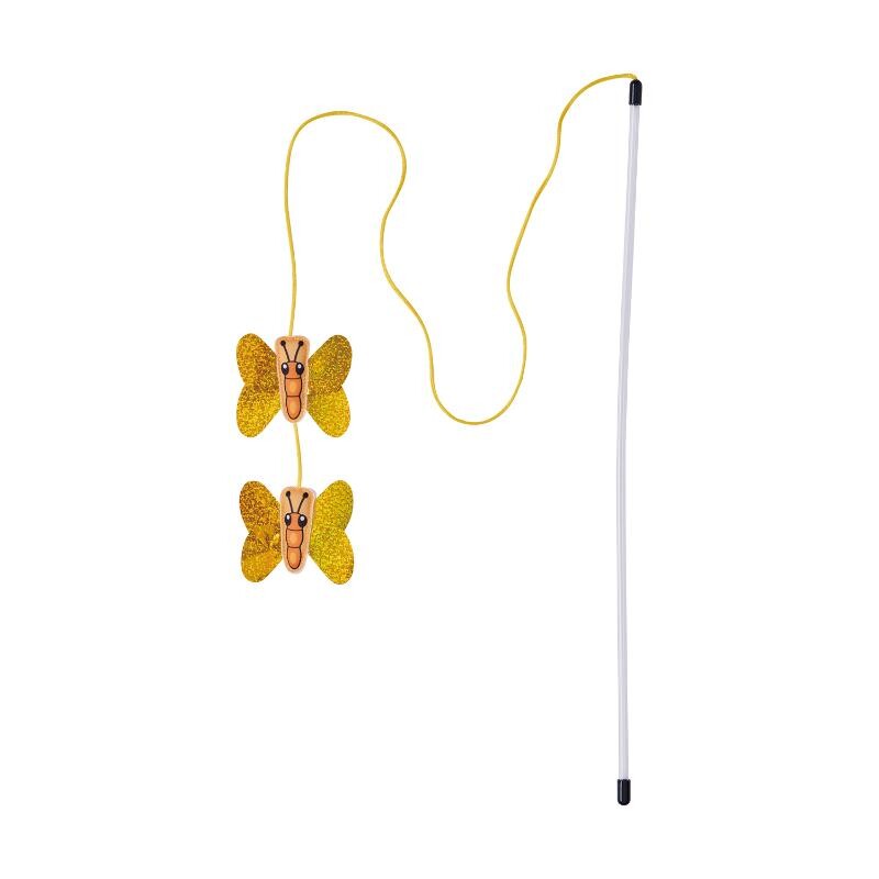 Addmate Golden Butterfly Duet Crinkle Cat Teaser Wand