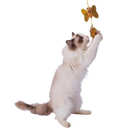 Addmate Golden Butterfly Duet Crinkle Cat Teaser Wand
