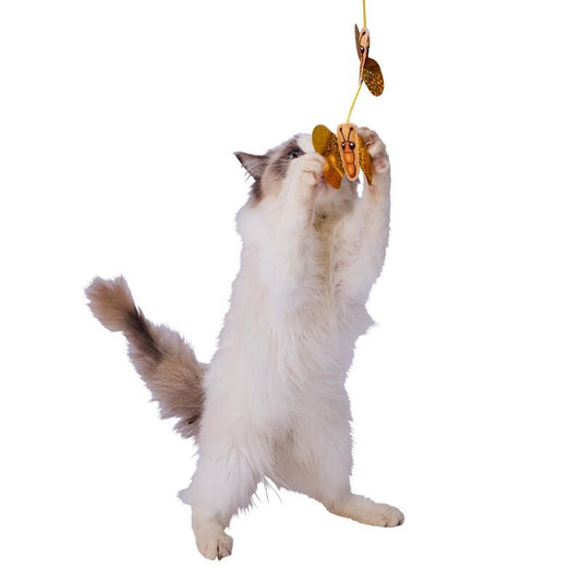 Addmate Golden Butterfly Duet Crinkle Cat Teaser Wand