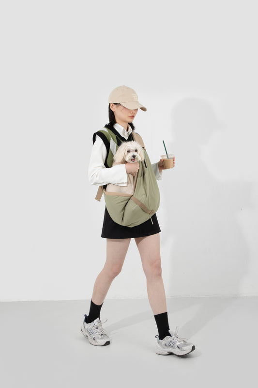 Pet Sling Carrier Crossbody Tote Bag -  Olive