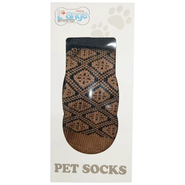 L'ange Pet Socks 4 Pack Brown