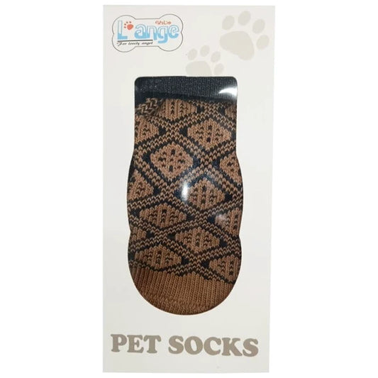 L'ange Pet Socks 4 Pack Brown