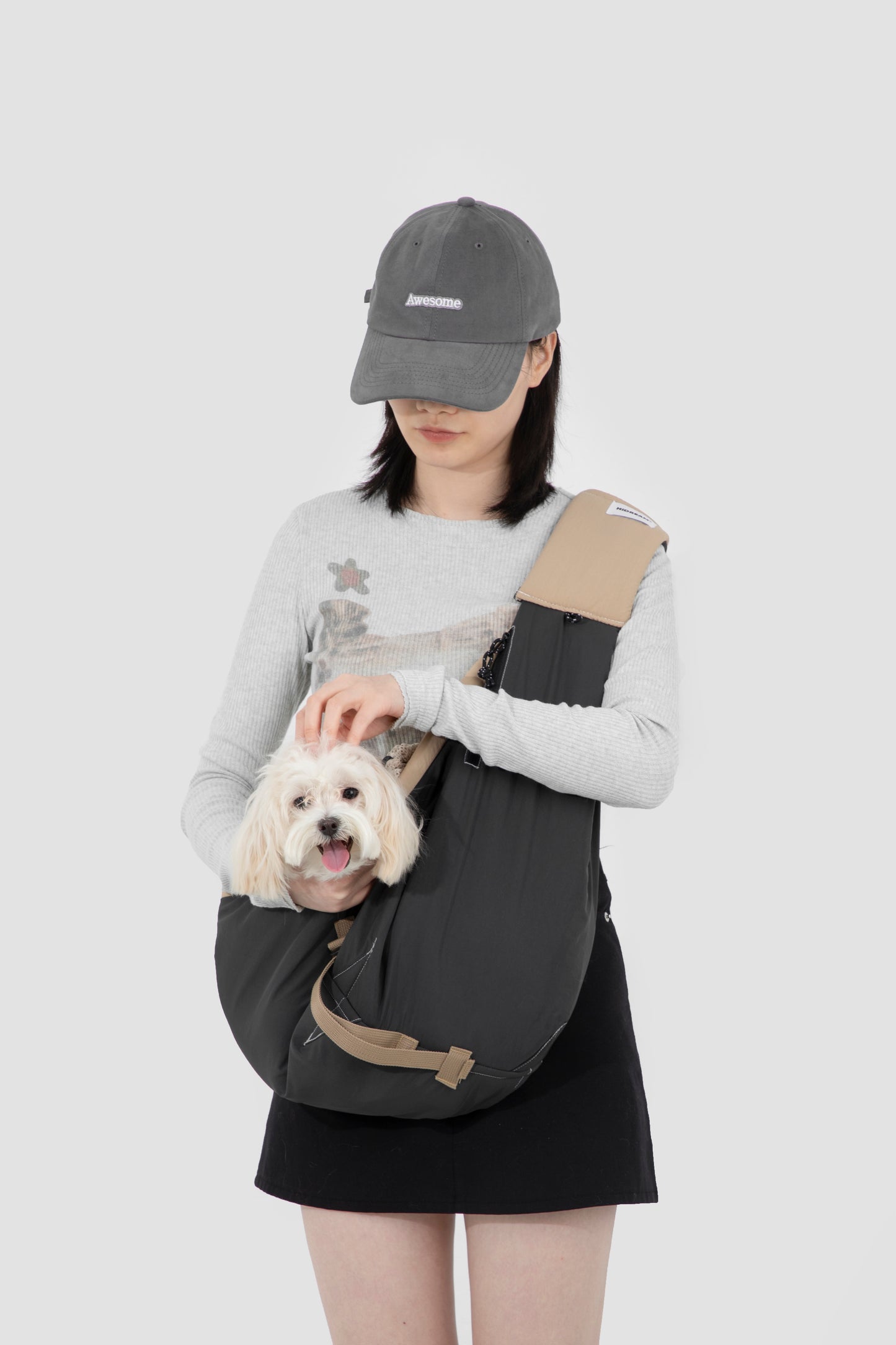 Pet Sling Carrier Crossbody Tote Bag - Dark Grey