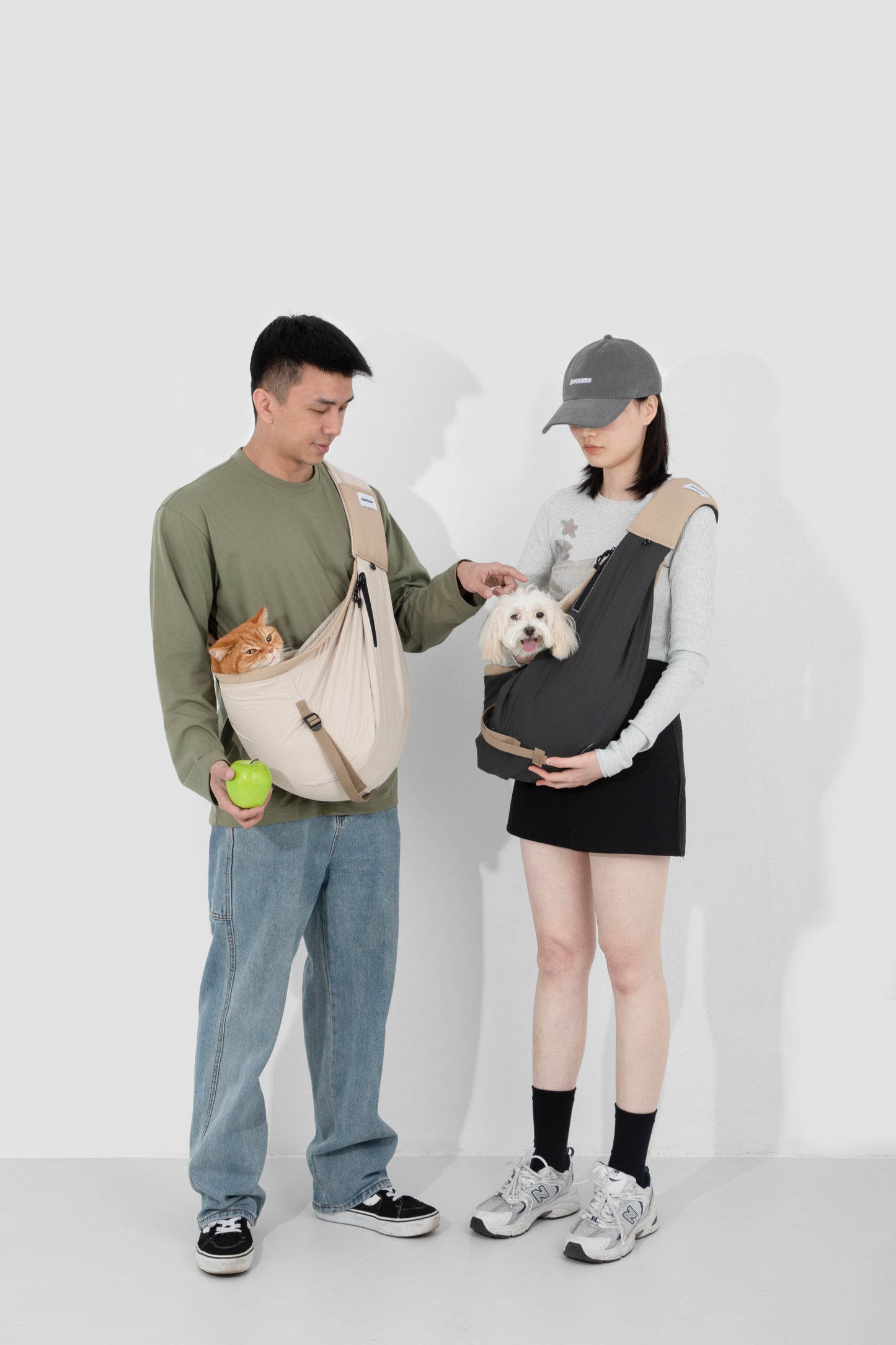 Pet Sling Carrier Crossbody Tote Bag -  Olive