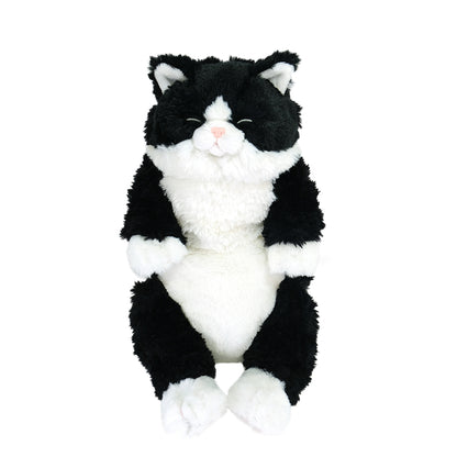 LYING CAT SLEEPING FACE STUFFED TOY Tuxedo Cat Black and White Cat - Medium