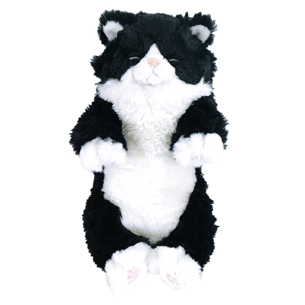 LYING CAT SLEEPING FACE STUFFED TOY Tuxedo Cat Black and White Cat - Small