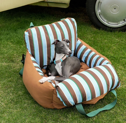 Zeze Dog Car Seat Bed (Brown & Blue)