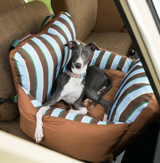 Zeze Dog Car Seat Bed (Brown & Blue)