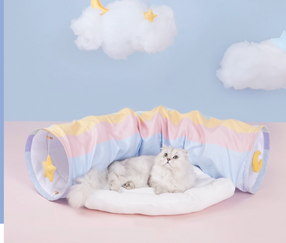 Zeze Rainbow Cat Tunnel with Bed