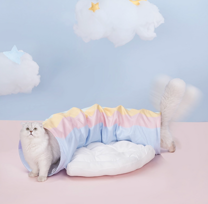 Zeze Rainbow Cat Tunnel with Bed