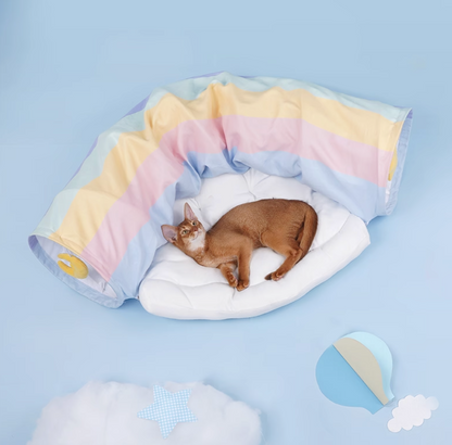 Zeze Rainbow Cat Tunnel with Bed