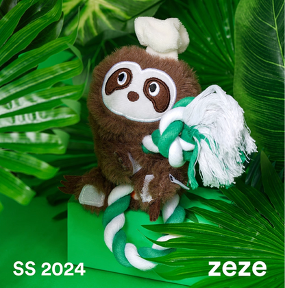 Zeze Shala Sloth Crinkle Rope Dog Toy
