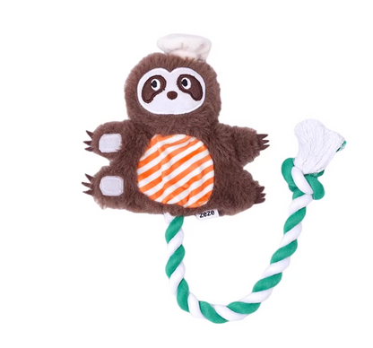 Zeze Shala Sloth Crinkle Rope Dog Toy