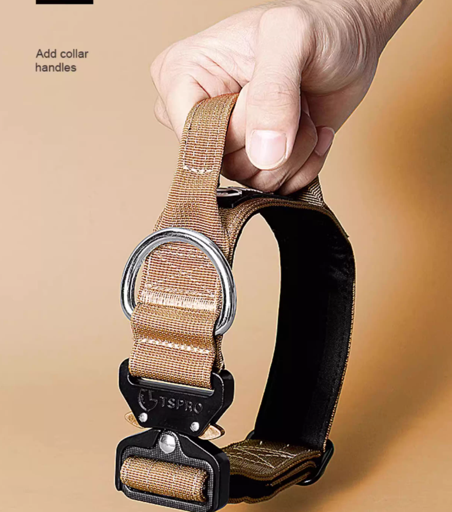 Wide Tactical Dog Collar With Handle For Medium and Large Dogs