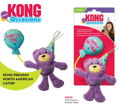 KONG Cat Occasions Birthday Teddy Catnip Toy