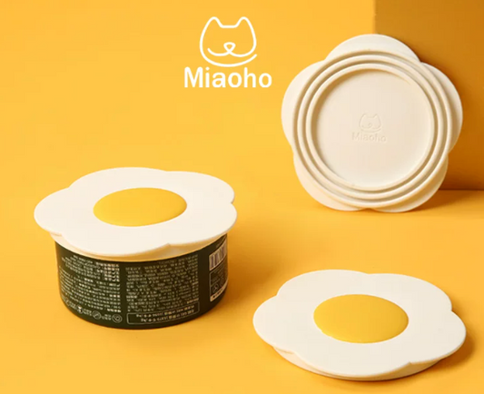 Fired Egg Reusable cat food can lid | dog food can lid | pet food can cover