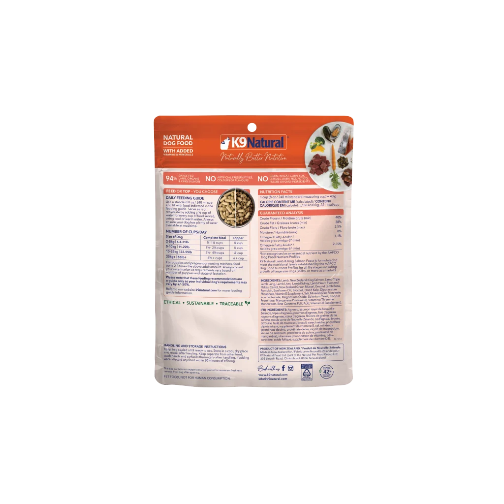K9 Natural Freeze-Dried Lamb & King Salmon Feast Freeze-Dried Dog Food