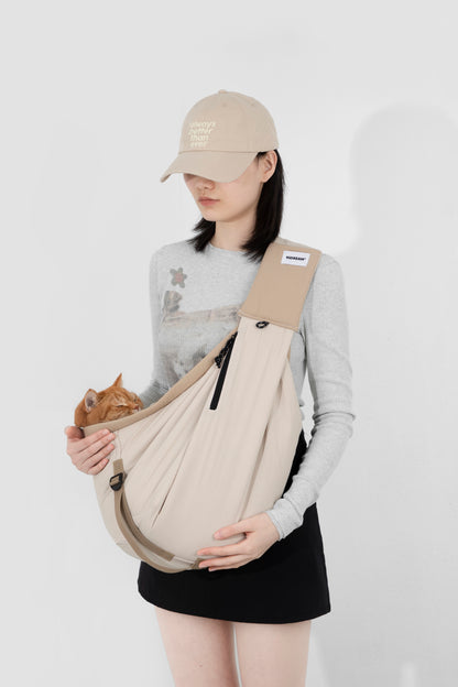 Pet Sling Carrier Crossbody Tote Bag -  Beige