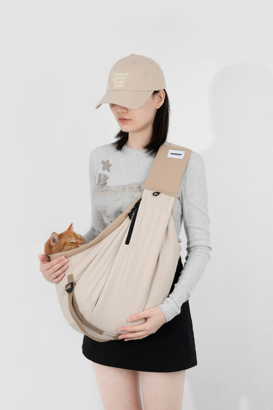 Crossbody Tote Bag -  Beige