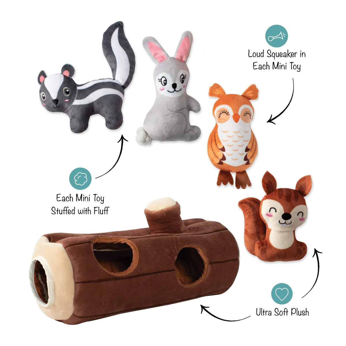 FRINGE STUDIO Branch Out Burrow Plush Dog Toy