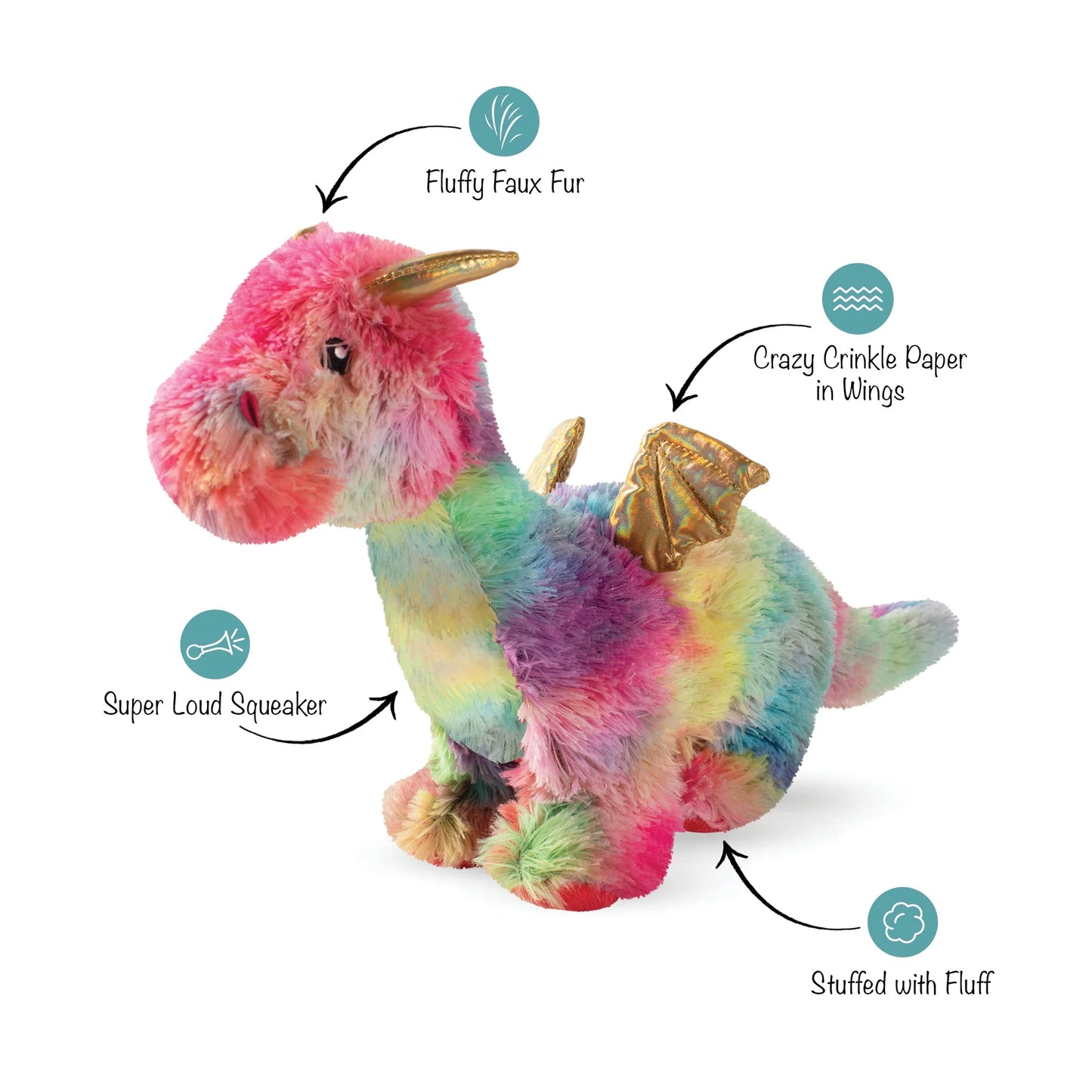 FRINGE STUDIO EMBER THE RAINBOW DRAGON PLUSH