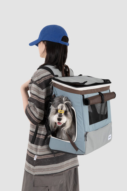 HiDream Expandable Tent Pet Backpack Carrier for Cats & Small Dogs-Light Blue