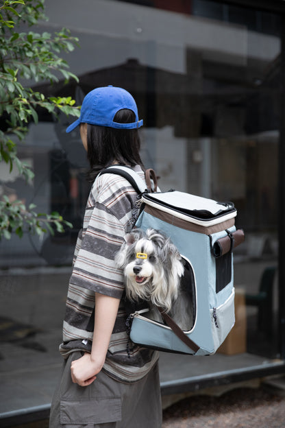 HiDream Expandable Tent Pet Backpack Carrier for Cats & Small Dogs-Light Blue