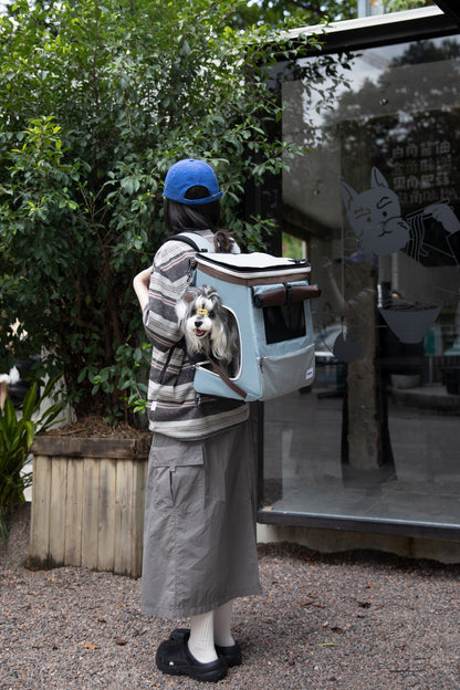 HiDream Expandable Tent Pet Backpack Carrier for Cats & Small Dogs-Light Blue