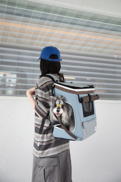 HiDream Expandable Tent Pet Backpack Carrier for Cats & Small Dogs-Light Blue