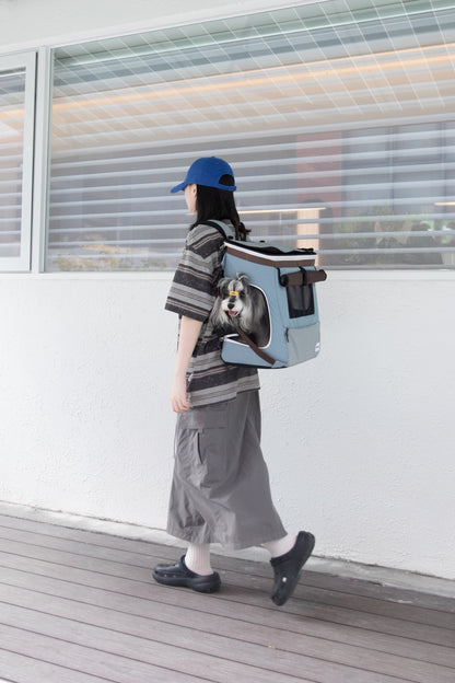 HiDream Expandable Tent Pet Backpack Carrier for Cats & Small Dogs-Light Blue