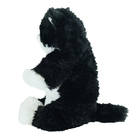 LYING CAT SLEEPING FACE STUFFED TOY Tuxedo Cat Black and White Cat - Small