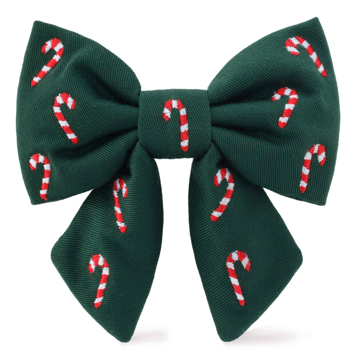 The Foggy Dog Candy Canes Embroidered Holiday Lady Dog Bow