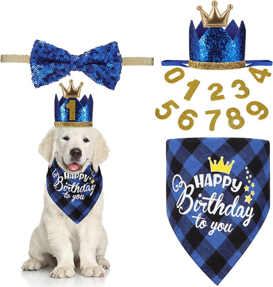 Pet Birthday Plaid Outfit Set