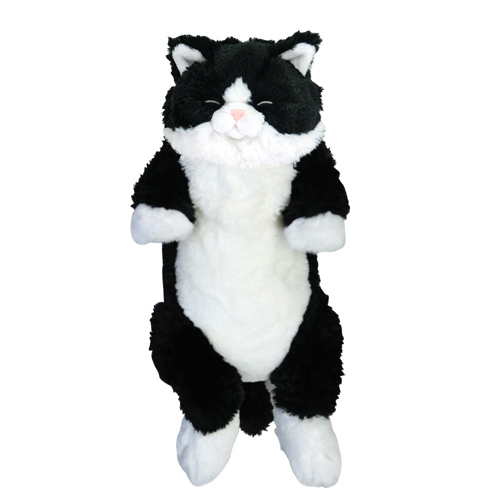 LYING CAT SLEEPING FACE STUFFED TOY Tuxedo Cat Black and White Cat - Medium