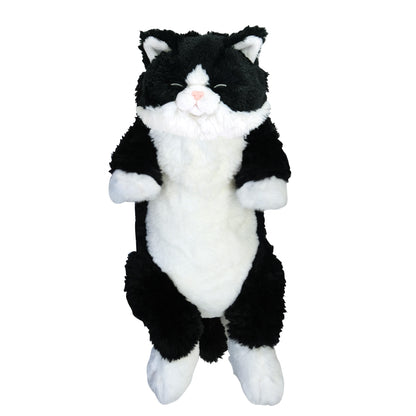 LYING CAT SLEEPING FACE STUFFED TOY Tuxedo Cat Black and White Cat - Medium
