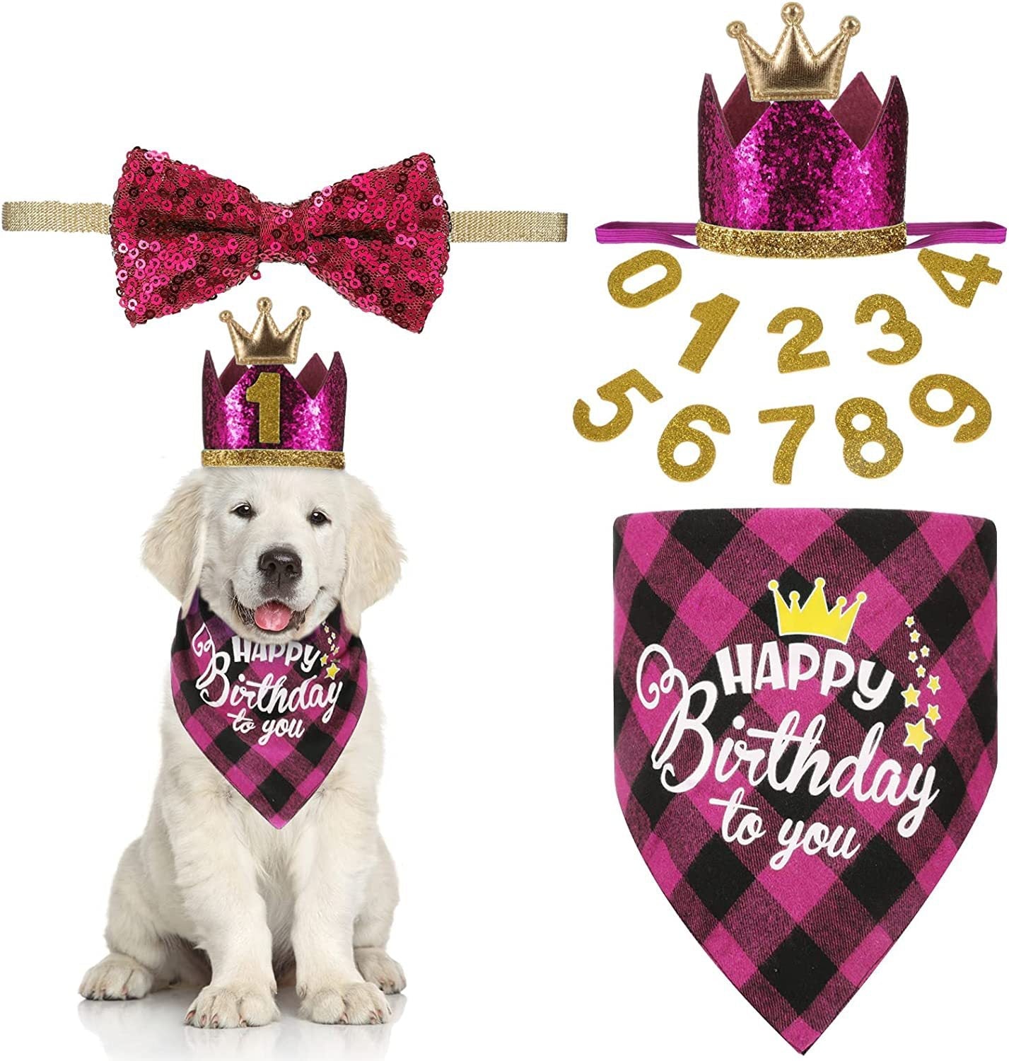Pet Birthday Plaid Outfit Set