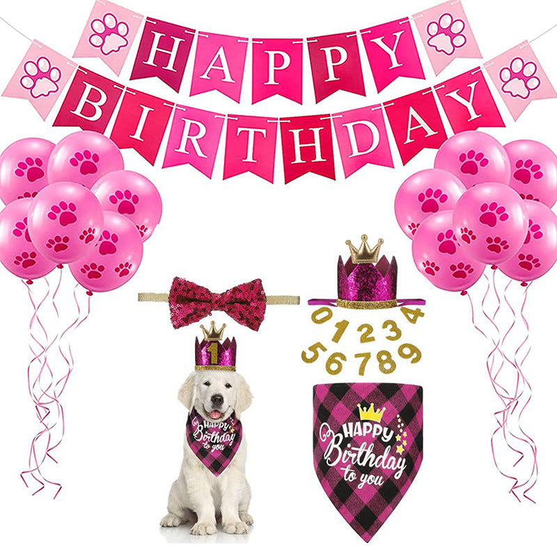 Pet Birthday Plaid Outfit Set