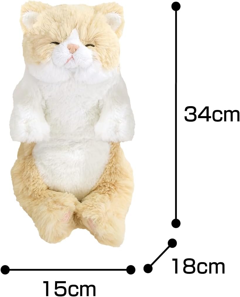 LYING CAT SLEEPING FACE STUFFED TOY SMALL CREAM