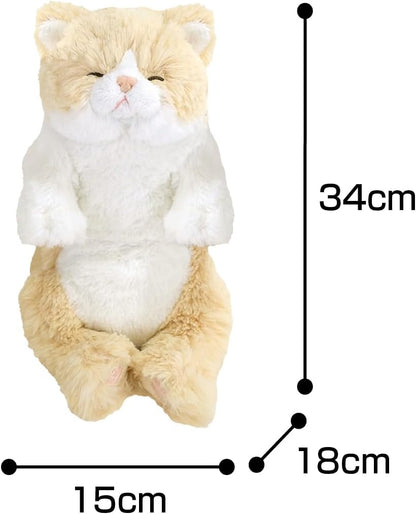 LYING CAT SLEEPING FACE STUFFED TOY SMALL CREAM