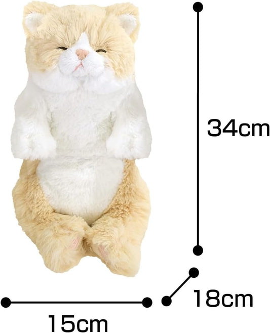 LYING CAT SLEEPING FACE STUFFED TOY SMALL CREAM