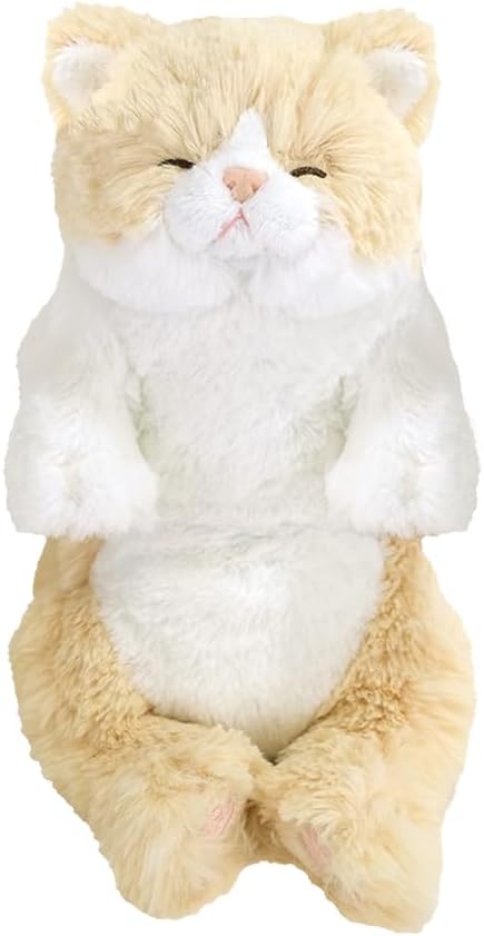 LYING CAT SLEEPING FACE STUFFED TOY SMALL CREAM