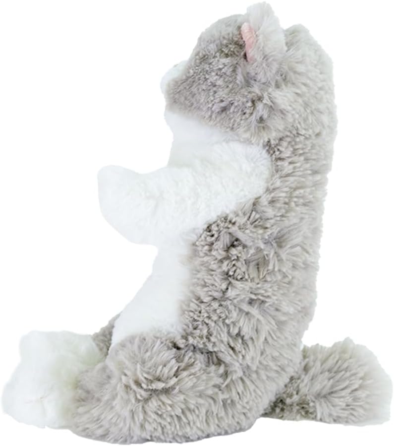 LYING CAT SLEEPING FACE STUFFED TOY SMALL GREY