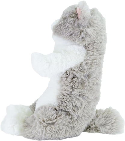 LYING CAT SLEEPING FACE STUFFED TOY SMALL GREY