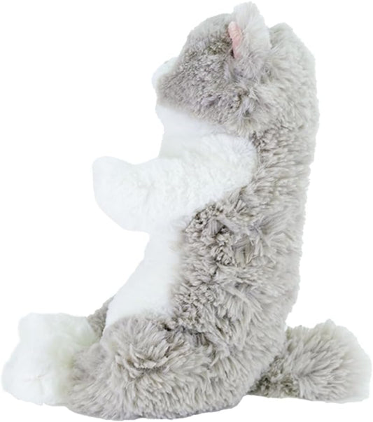 LYING CAT SLEEPING FACE STUFFED TOY SMALL GREY