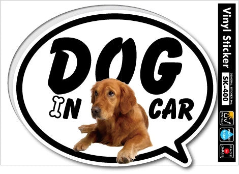 Dog in Car Car Sticker  - Golden Retriever| Waterproof Vinyl Decal