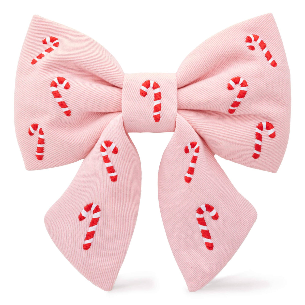 The Foggy Dog Blush Pink Candy Canes Embroidered Lady Dog Bow